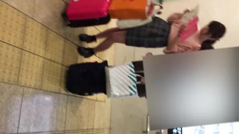 Asian Girls at Airport Station