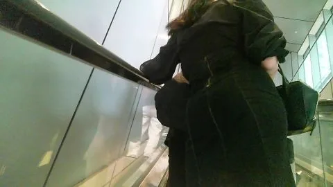 Asian Girls in Public Transportation and Hallway