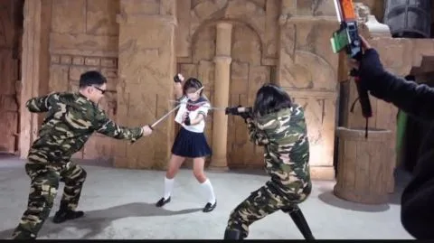 Asian Sailor Uniforms Fight in Futuristic Settings