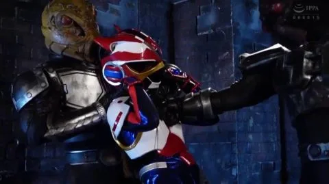 Female in Helmet Restrained by Males