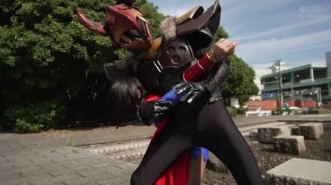 Asian Superheroines Battle Monster in Park