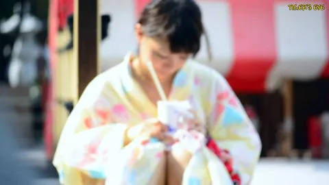 Asian Woman in Kimono Outdoor Solo