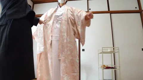 Asian Women in Kimono and Lingerie