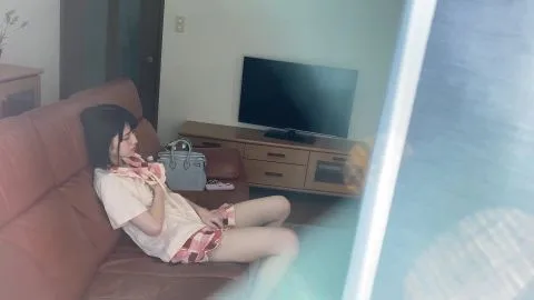 Asian Girl Masturbating on Couch