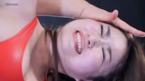 Asian Couple Intimate Moments in Red Bikini