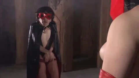 Asian Lingerie BDSM Scenes with Red Masked Performer