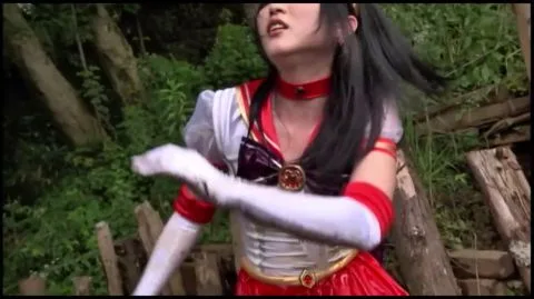 Asian Cosplay Girl Restrained Outdoors