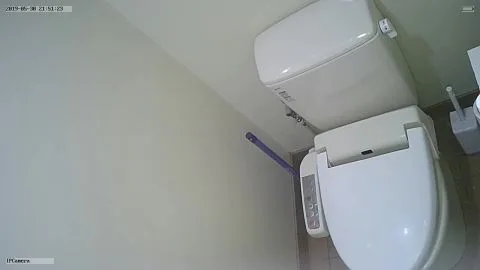 Asian Teen Sitting on Toilet POV
