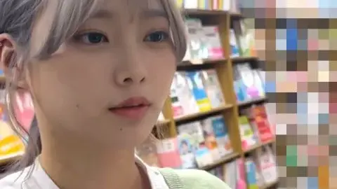 Asian Teen with Gray Hair in Library and Bedroom