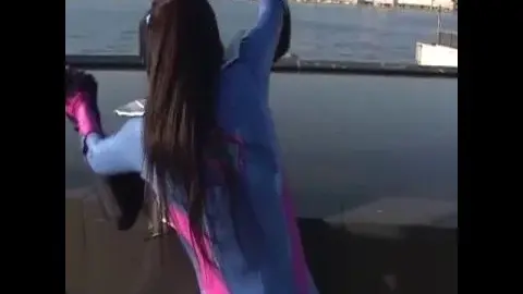 Asian Teen in Costume Outdoor Bondage Scene