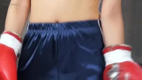 Asian Teen in Boxing Gloves and Lingerie