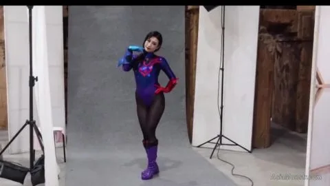 Asian Cosplay Girls Pose with Monster