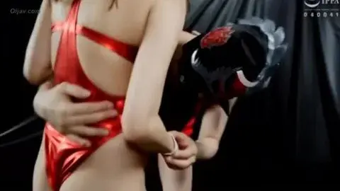 Asian Couple Wrestling in Red Dress