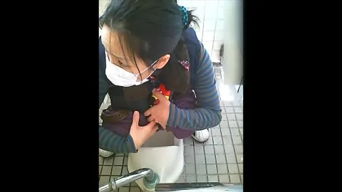 Asian Women Urinating in Bathroom POV