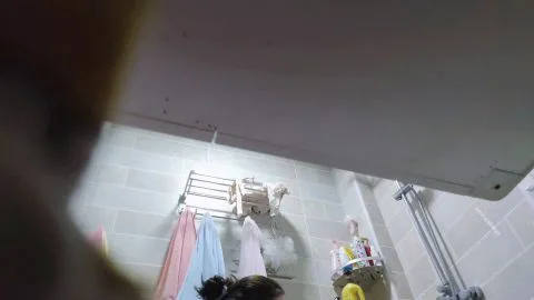 Asian Girl with Tattoo in Bathroom Solo