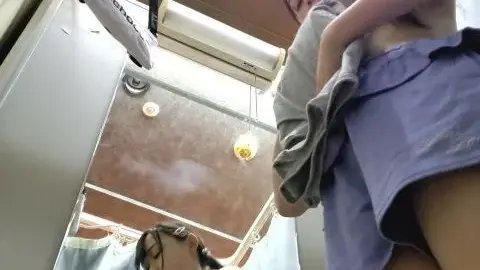 Asian Teen Dries Off in Bathroom