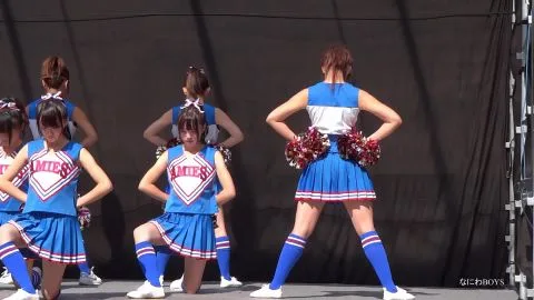 Asian Cheerleaders in Blue Uniforms