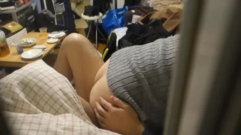 Asian Couple Intimate Moments in Bedroom