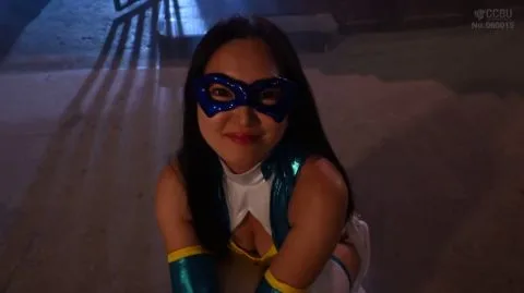 Asian Cosplayer in Blue and Yellow Costume