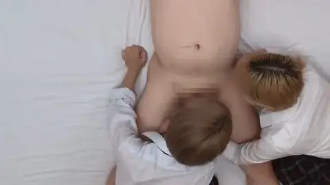 Blonde and Brunette Threesome with Oral Sex