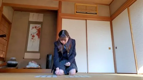 Asian Teen in Traditional Japanese Room