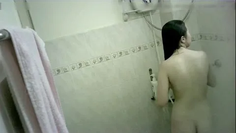 Asian Girl Showering in Bathroom POV