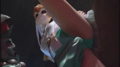 Asian Performers in Masks and White Dresses Dancing