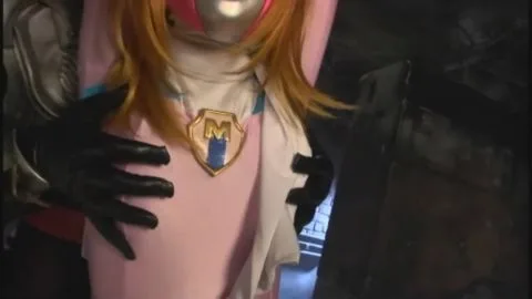 Silver Armored Figure Dominates Orange-Haired Woman