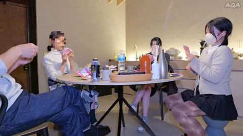 Asian Group Sex in Kitchen and Bathroom