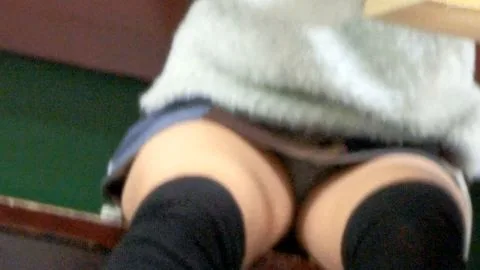 Asian Teen in Stockings Exposes Thighs on Public Transport