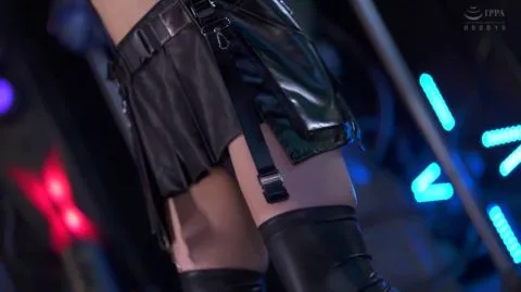 Asian Lesbians in Leather Outfits at Neon Club