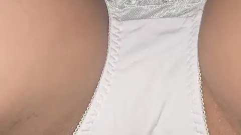 Slim Caucasian Girl Exposing Herself on Plaid Fabric