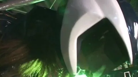 Asian Babe in Black and White Costume