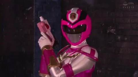 Asian Cosplay Fight Scene with Gun and Fetish Footwear