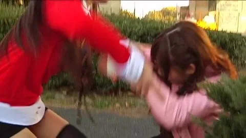 Costumed Characters Engage in Action