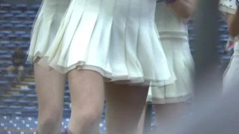 Asian Cheerleaders in White Outfits