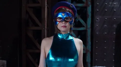 Asian Performer in Blue Costume and Mask