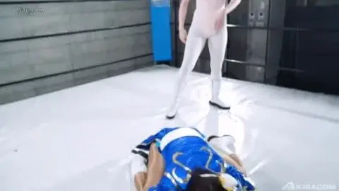 Asian Lesbians Wrestling in Ring