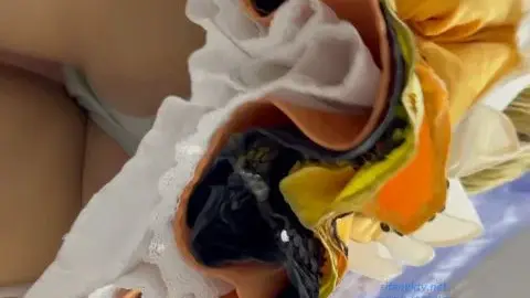 Asian Blonde in Elaborate Dress