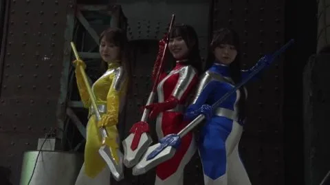 Asian Women in Costume Pose with Weapons