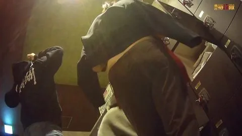 Asian teens undressing in bathroom