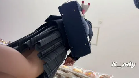 Asian Teen Lifts Skirt in Supermarket