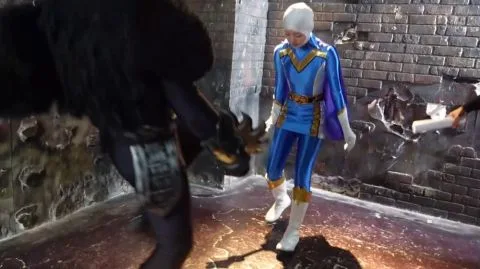 Asian Superhero Couple Engage in Confrontation