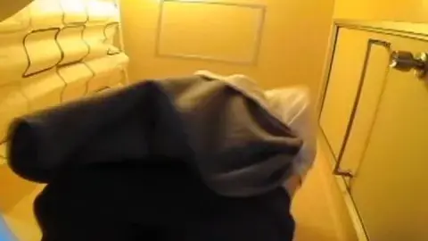 Curvy Black Woman Undressing in Bathroom