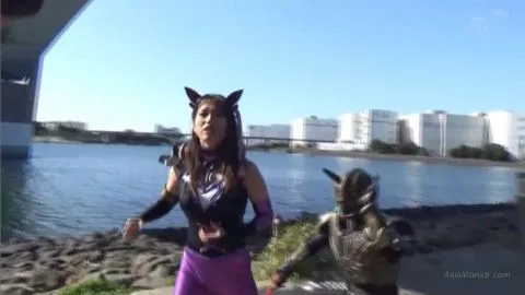 Asian Performers in Cosplay Fighting Scene