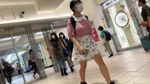 Asian Girl in Floral Skirt Outdoor