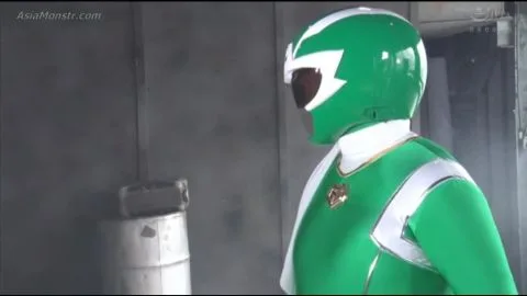 Asian Men in Power Ranger Costumes Engage in Intimate Scene