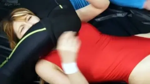 Blonde and Brunette Restraint in Red Dresses