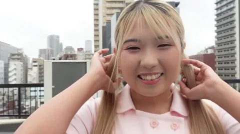 Blonde Asian Girl in Pigtails Outdoor and Studio Scenes