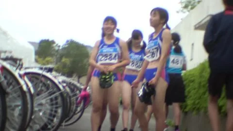 Asian Girls in Blue Sports Uniforms Outdoor